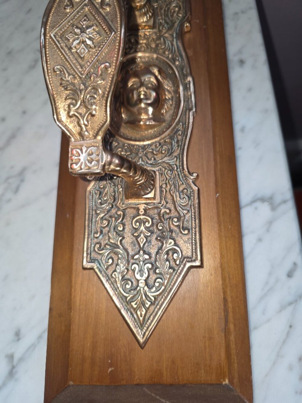 Vintage Victorian Ornate Brass Cherub Door Hardware Architectural Wall Decor - Picture 4 of 10